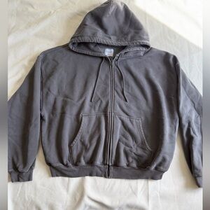 Gray Aritzia Mega-Fit Full Zip Hoodie- XL